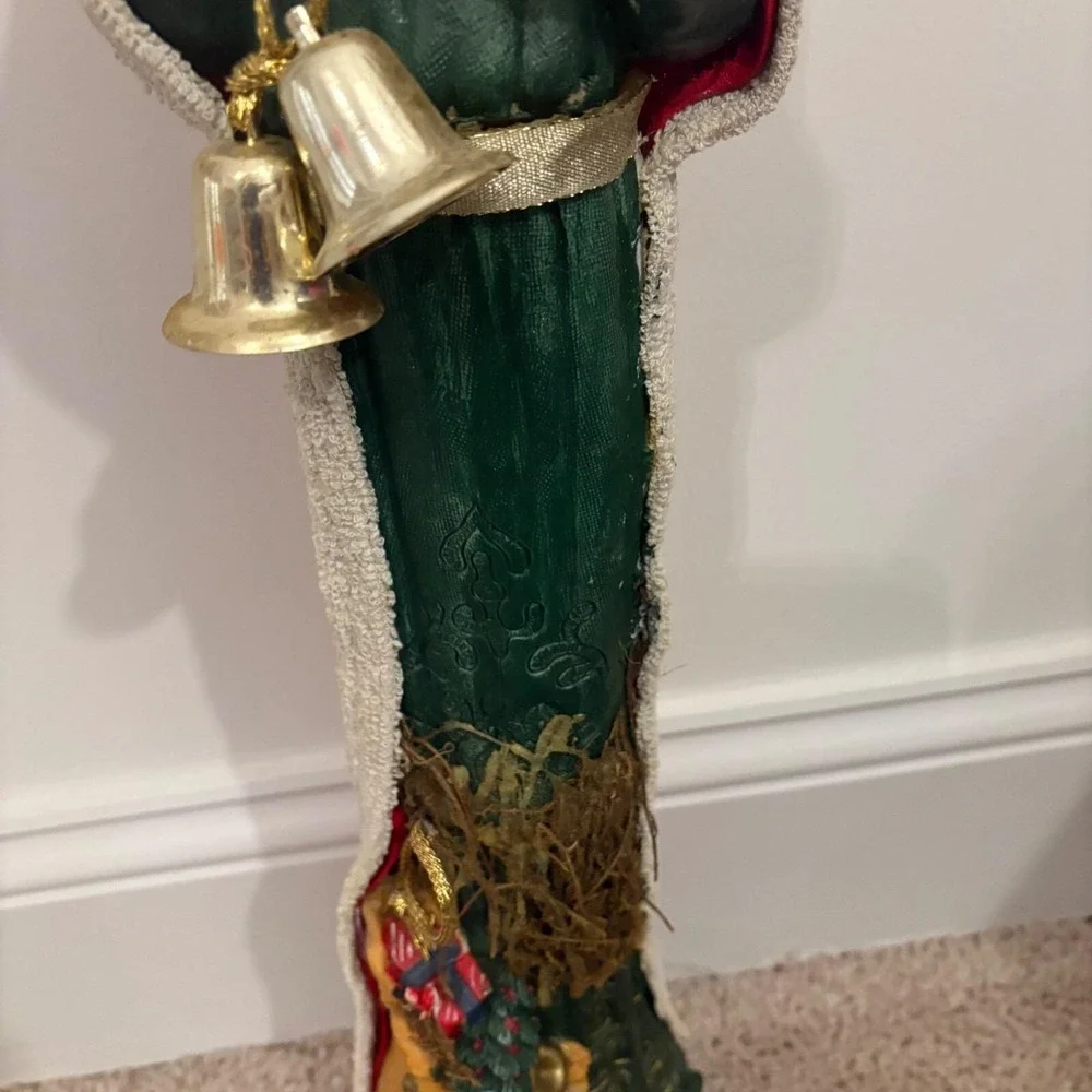 Vintage‎ Handcrafted Santa With Bells & Toy Bag 22